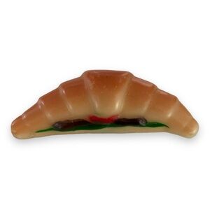 Vintage Plastic Food Croissant Sandwich Refrigerator Magnet - Measures 2.5” tall